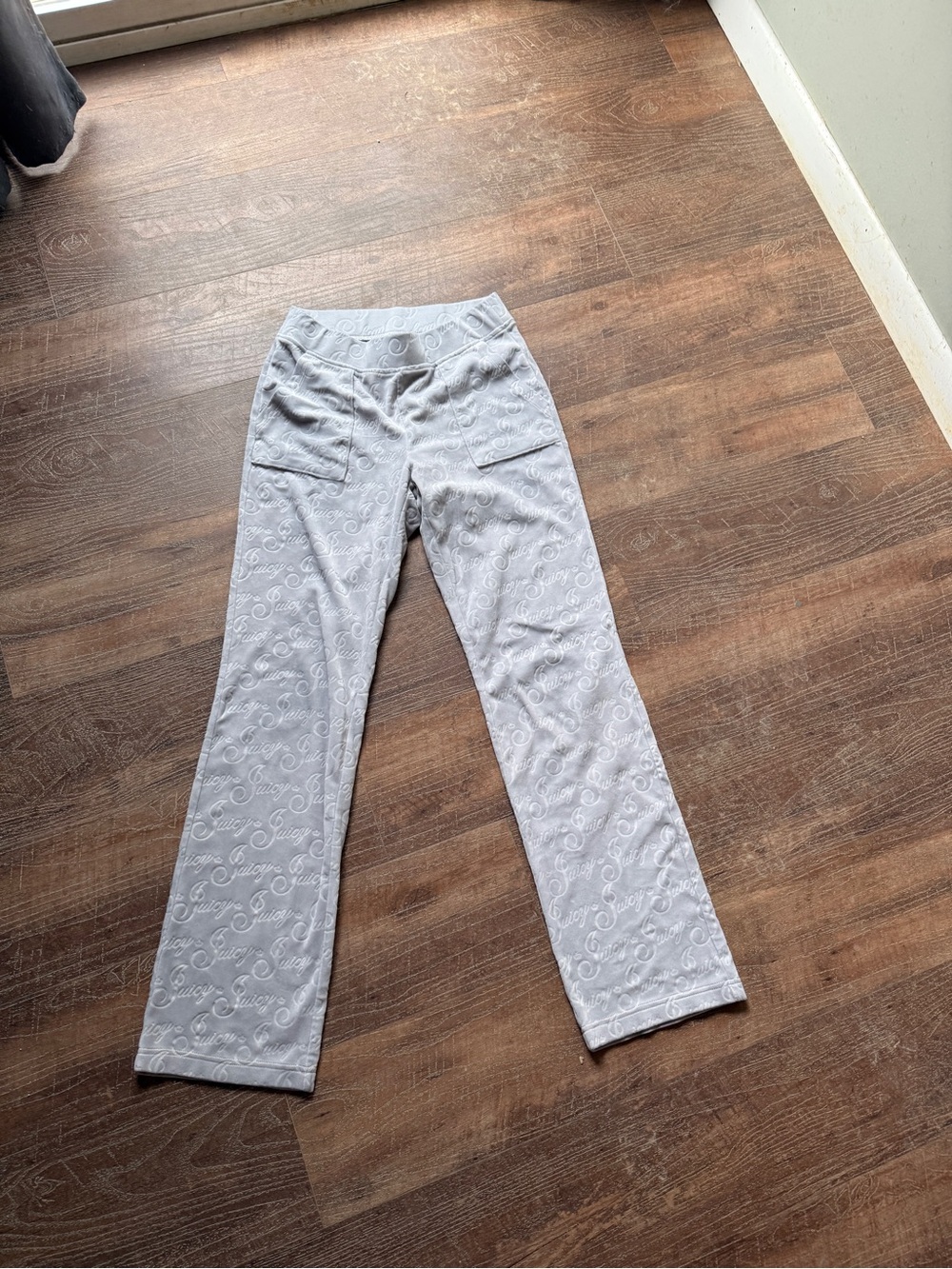 Juicy Couture Velour Embossed Logo Lounge‎ Pants Gray Women’s XS Y2K